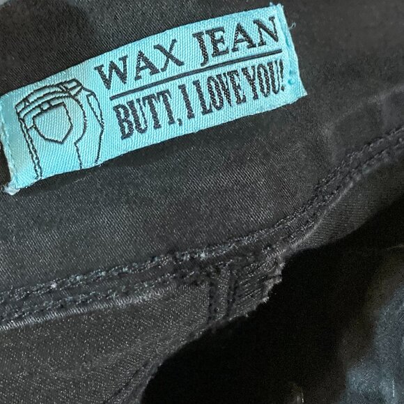 WOMEN'S WAX JEANS , BUTT I LOVE YOU! " SIZE 5 DISTRESSED BLACK DENIM JEAN PANTS - Picture 4 of 4